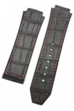 Hublot Big Bang Uyumlu Deri Kaplamalı Silikon Siyah Saat Kordonu