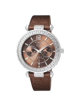 Q&Q Attractive Kadın Kahverengi Fonksiyonlu Taşlı Kol Saati