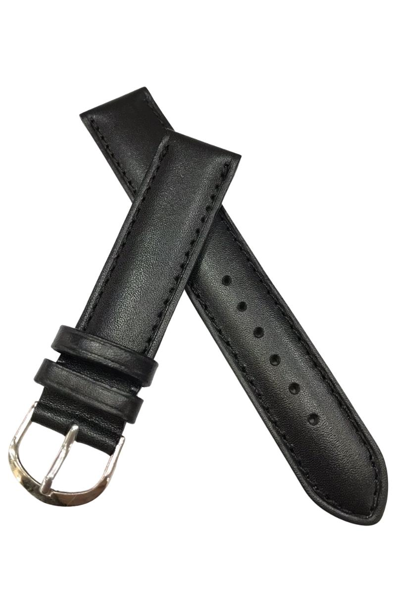 20 mm Düz Yerli Üretim Siyah Renk Deri Saat Kordonu