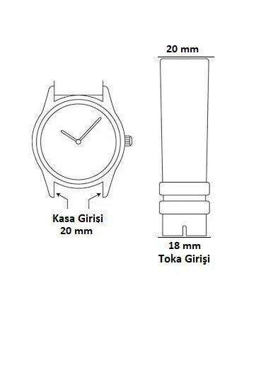 20 mm Düz Yerli Üretim Siyah Renk Deri Saat Kordonu