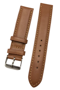 20 mm Düz Yerli Üretim Taba Renk Deri Saat Kordonu