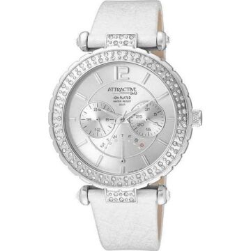 Q&Q Attractive Kadın Beyaz Renk Fonksiyonlu Taşlı Kol Saati