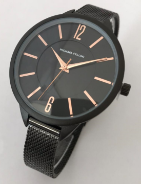 Michael Fellini Siyah Çelik Hasır Kadın Kol Saati MF1126