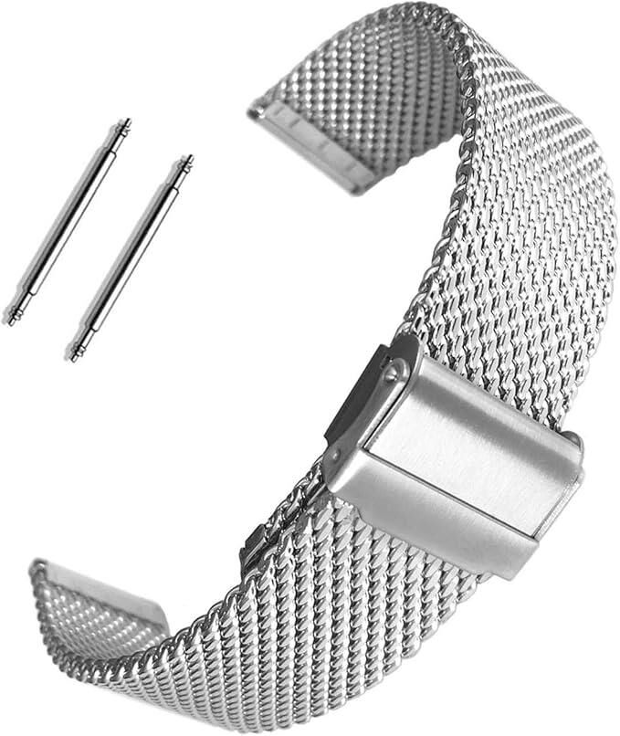 Yüksek Kalite Paslanmaz Çelik Hasır Örgü Hasır Çelik Saat Kordonu 24 mm Gümüş