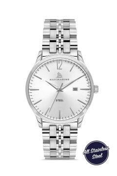 Navimarine NM006006-05 Erkek Gümüş Çelik Kordon Gümüş Kadran Kol Saati