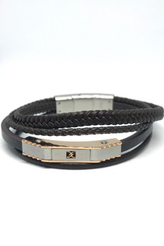 Daniel Klein Kahverengi Hakiki Deri Erkek Bileklik Çelik Klips