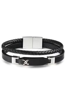 Daniel Klein Lacivert Hakiki Deri Erkek Bileklik