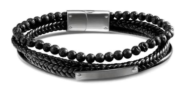 Daniel Klein DKB.6.2068.01 Siyah Hakiki Deri Erkek Bilekliği