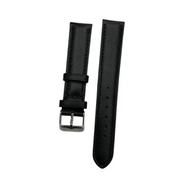 18 mm Düz Yerli Üretim Siyah Hakiki Deri Yumuşak Saat Kordonu