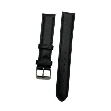 18 mm Düz Yerli Üretim Siyah Hakiki Deri Yumuşak Saat Kordonu