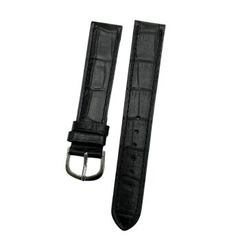 18 mm Krokodil Yerli Üretim Siyah Hakiki Deri Yumuşak Saat Kordonu