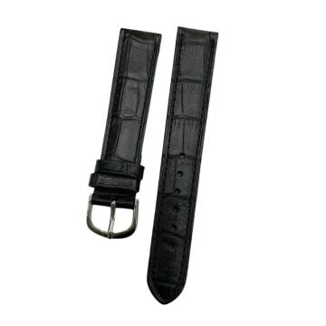 18 mm Krokodil Yerli Üretim Siyah Hakiki Deri Yumuşak Saat Kordonu