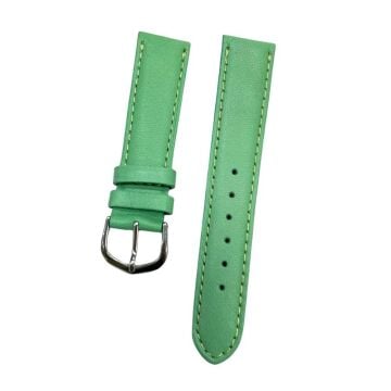 18 mm Düz Yerli Üretim Yeşil Hakiki Deri Yumuşak Kadın Saati Kordonu