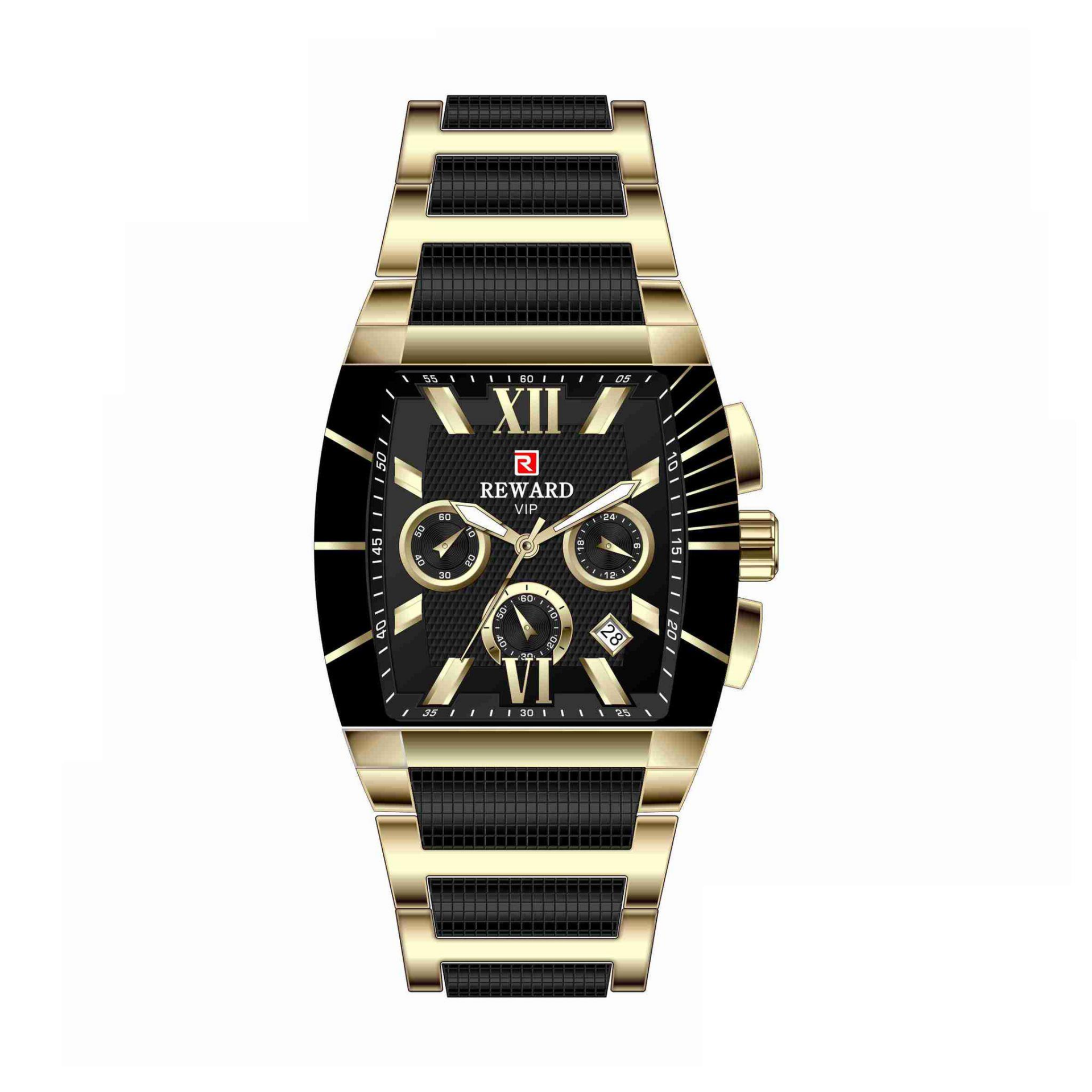 Reward Erkek Kare Renkli Çelik Kol Saati Sarı