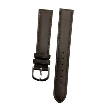 18 mm Düz Yerli Üretim Koyu Kahve Hakiki Deri Yumuşak Saat Kordonu