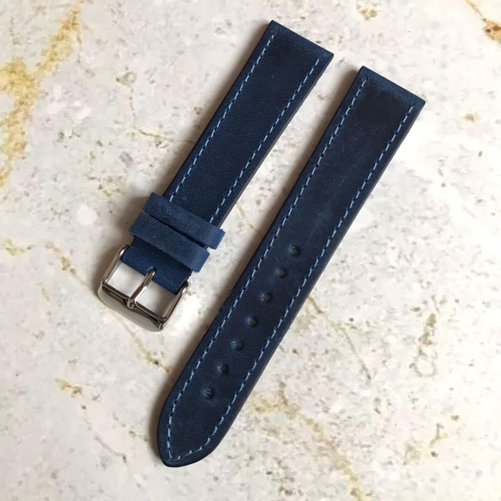 22 mm Renkli Üst Kalite İşçilik Hakiki Deri Saat Kordonu Akıllı Saat Kordonu Mavi