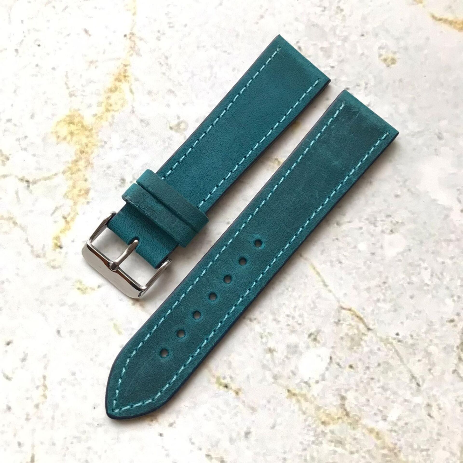 22 mm Renkli Üst Kalite İşçilik Hakiki Deri Saat Kordonu Akıllı Saat Kordonu Mavi