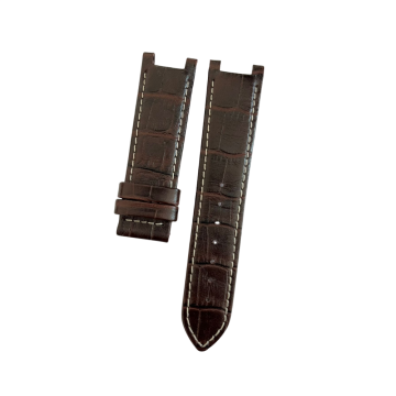 Guess Uyumlu 22 mm Hakiki Deri Saat Kordonu Klipsli Model - Acı Kahve Beyaz Dikişli