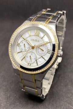 Jaga Çelik Taşlı Kadın Kol Saati Sedef Ekranlı