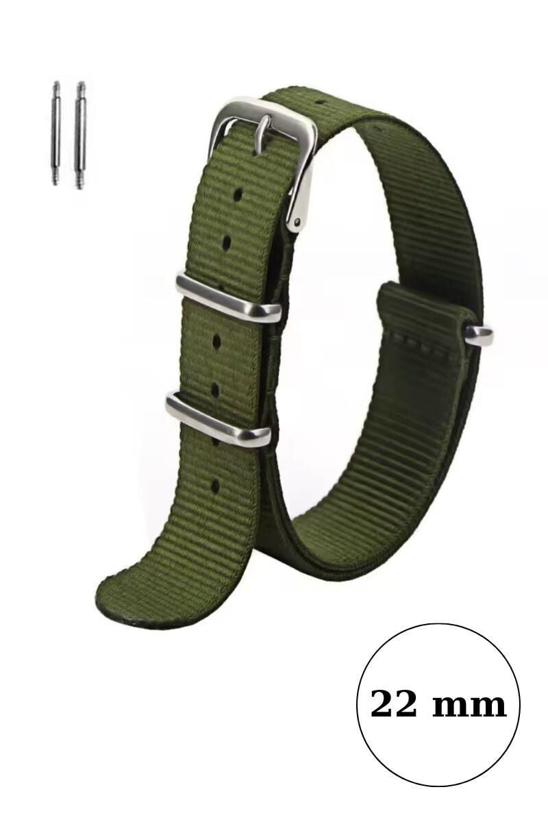 Klasik Suya Dayanıklı Koku Yapmaz Sportif Renkli Nato Saat Kordonu 22 mm
