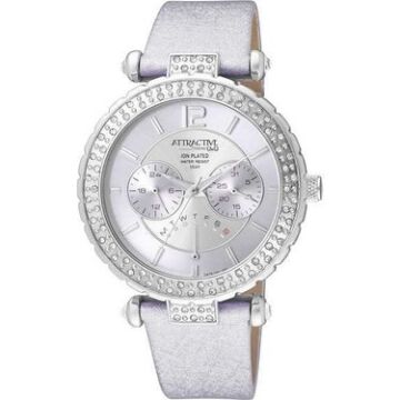 Q&Q Attractive Kadın Lila Renk Fonksiyonlu Taşlı Kol Saati