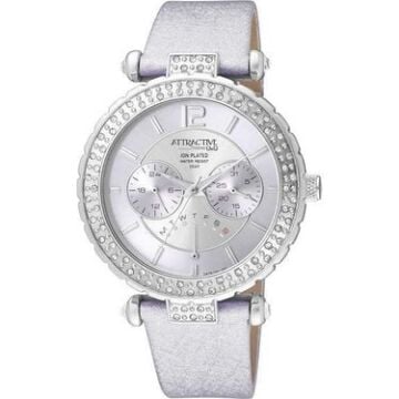 Q&Q Attractive Kadın Lila Renk Fonksiyonlu Taşlı Kol Saati