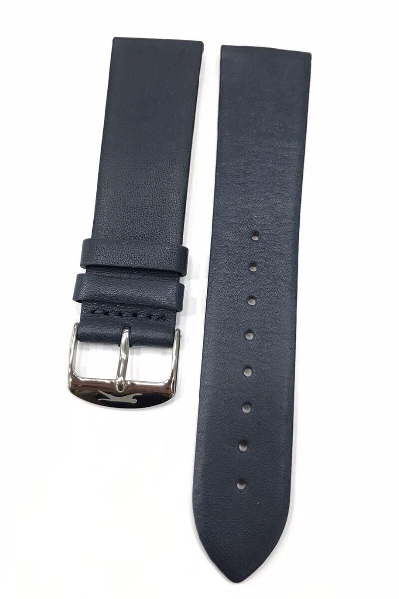 Vintage ve Klasik Saatler için Slazenger 22 mm Hakiki Deri Saat Kordonu Siyah
