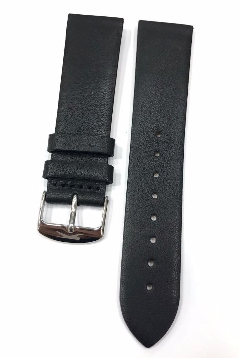Vintage ve Klasik Saatler için Slazenger 22 mm Hakiki Deri Saat Kordonu Siyah