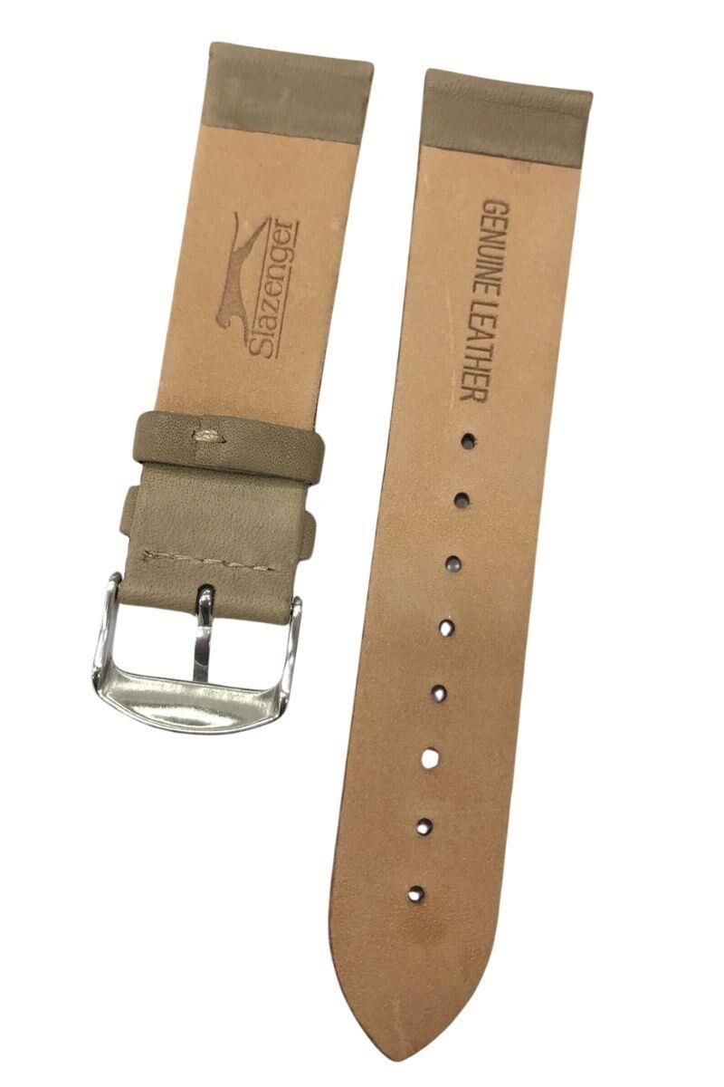 Vintage ve Klasik Saatler için Slazenger 22 mm Hakiki Deri Saat Kordonu Bej