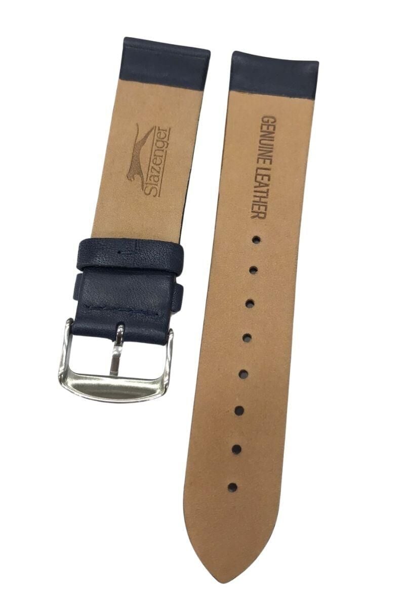 Vintage ve Klasik Saatler için Slazenger 22 mm Hakiki Deri Saat Kordonu Lacivert
