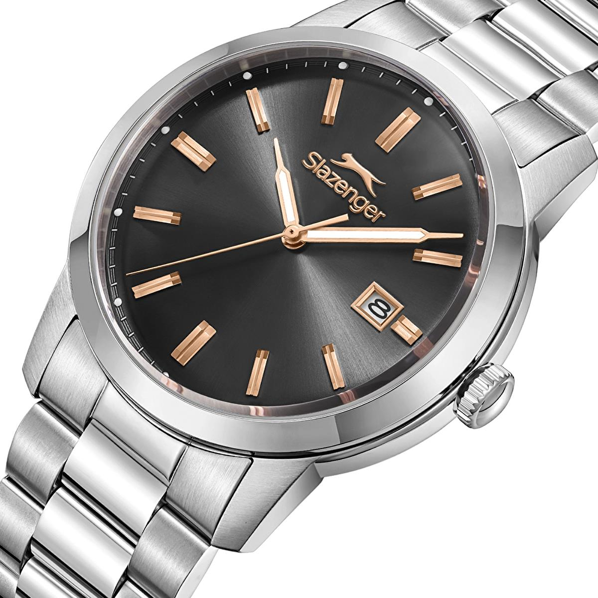 Slazenger SL.09.2495.1 Serisi Gümüş Renk Klasik Paslanmaz Çelik Bombeli Cam Erkek Kol Saati