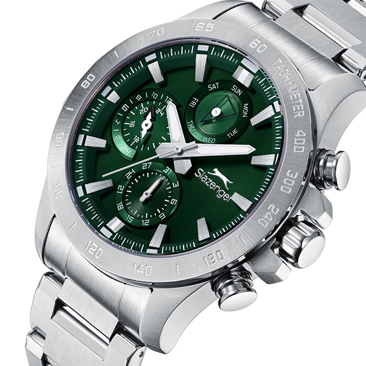 Slazenger SL.09.2482.2 Serisi Gümüş Renk Paslanmaz Çelik Spor Tasarım Erkek Kol Saati