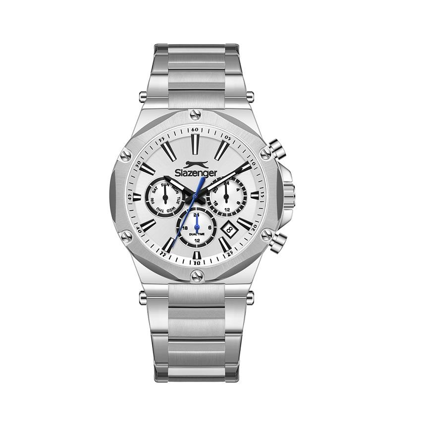 Slazenger SL.09.2501.2 Serisi Gümüş Renk Paslanmaz Çelik Spor Tasarım Erkek Kol Saati