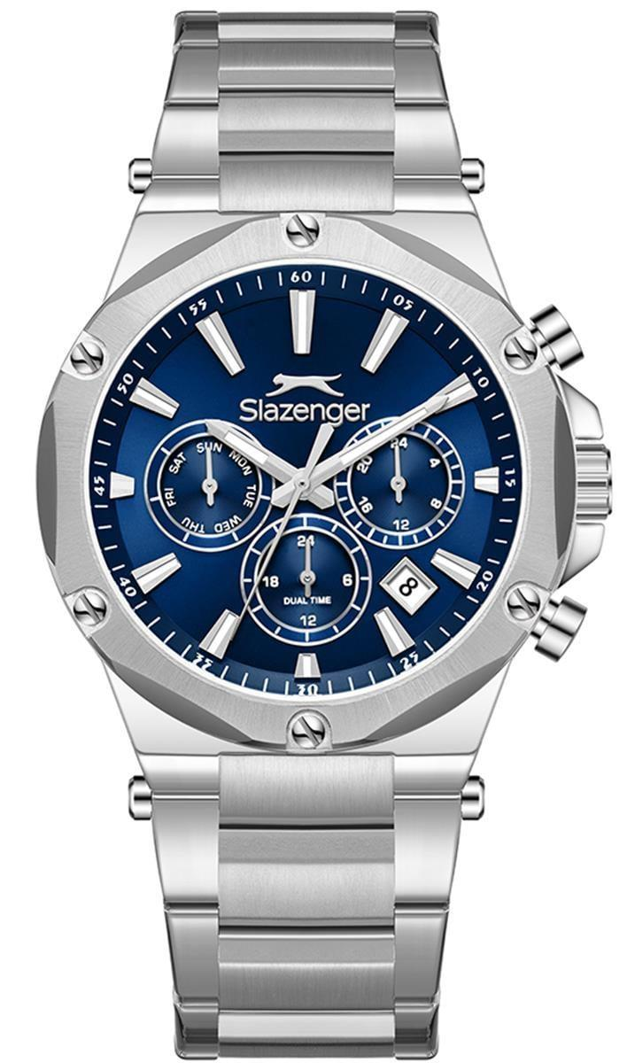 Slazenger SL.09.2501.2 Serisi Gümüş Renk Paslanmaz Çelik Spor Tasarım Erkek Kol Saati