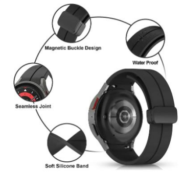 Samsung Galaxy Watch 4/5/6 Serisi Yeni Manyetik Klipsli Silikon Saat Kordonu