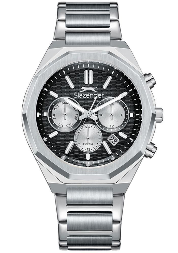Slazenger SL.09.2503.2 Serisi Gümüş Renk Paslanmaz Çelik Köşeli Erkek Kol Saati Lacivert