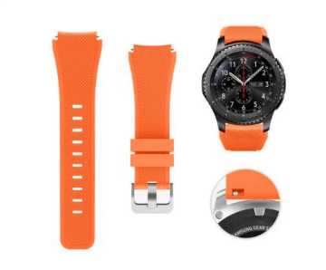 Samsung Gear S3 46mm Frontier Klasik Uyumlu Silikon Saat Kordon Kayış Turuncu - Tek Ebat
