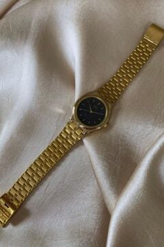 Q&Q Altın Sarı Renkli Paslanmaz Çelik Kordon Orijinal Vintage Erkek Kol Saati