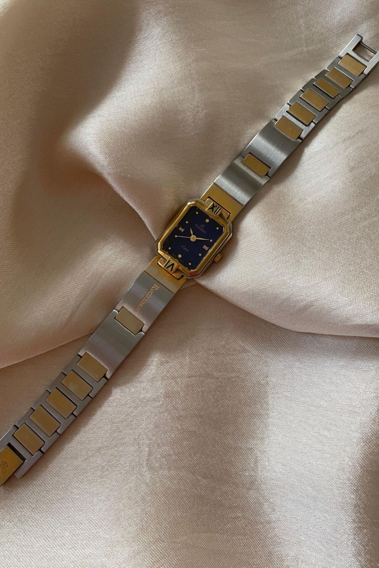 Romanson Köşeli Paslanmaz Çelik Özel Tasarım Kordon Küçük Orijinal Vintage Kadın Kol Saati