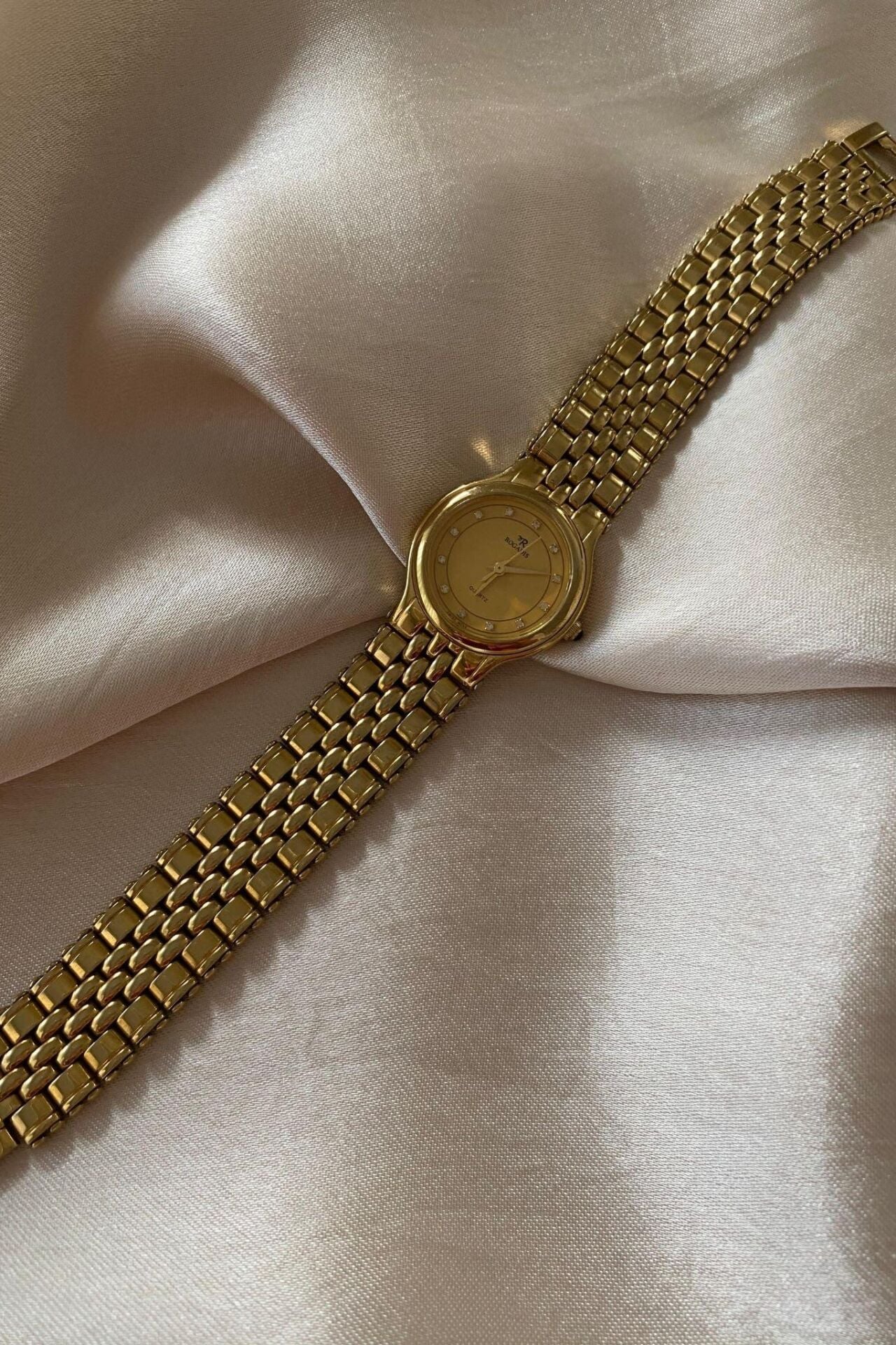 Rogadis Altın Sarısı Kaplamalı Paslanmaz Çelik Özel Tasarım Kordon Küçük Orijinal Vintage Kadın Kol Saati