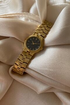 Momentus Altın Sarısı Paslanmaz Çelik Özel Tasarım Kordon Küçük Orijinal Vintage Kadın Kol Saati
