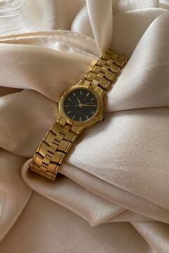 Momentus Altın Sarısı Paslanmaz Çelik Özel Tasarım Kordon Küçük Orijinal Vintage Kadın Kol Saati