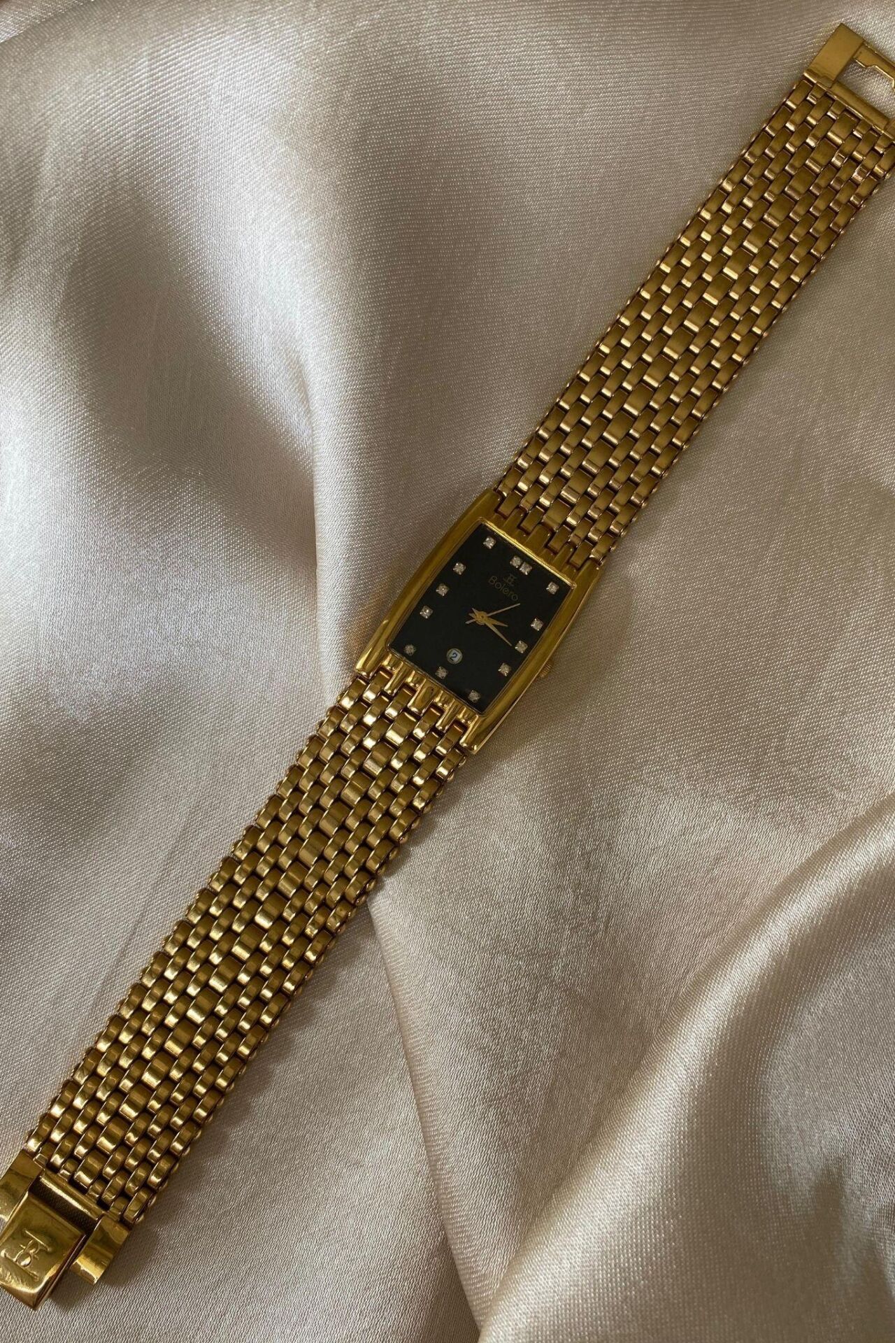 Bolero Altın Renk Paslanmaz Çelik Kordon Orijinal Vintage Erkek Kol Saati