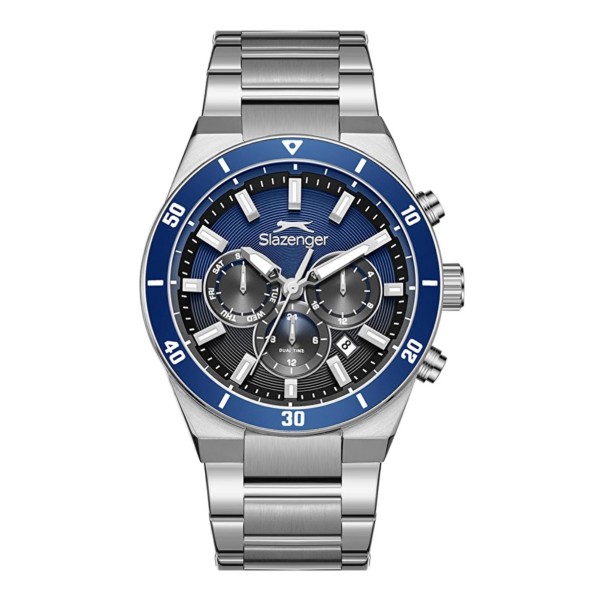 Slazenger SL.09.2492.2.02 Gümüş Lacivert Renk Paslanmaz Çelik Yeni Erkek Kol Saati
