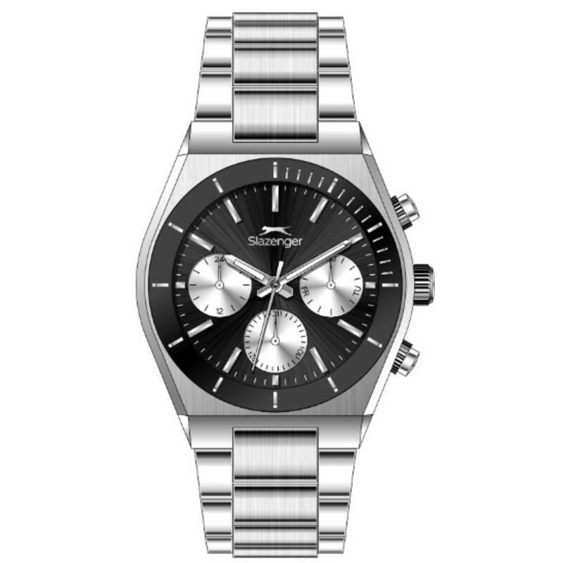 Slazenger SL.09.2484.2.04 Gümüş Siyah Renk Paslanmaz Çelik Yeni Erkek Kol Saati