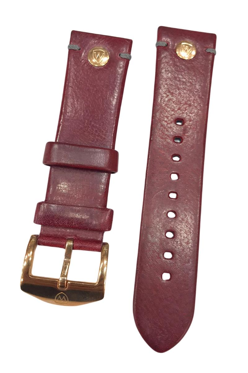24 mm Bordo Wainer Orijinal Hakiki Deri Saat Kordonu