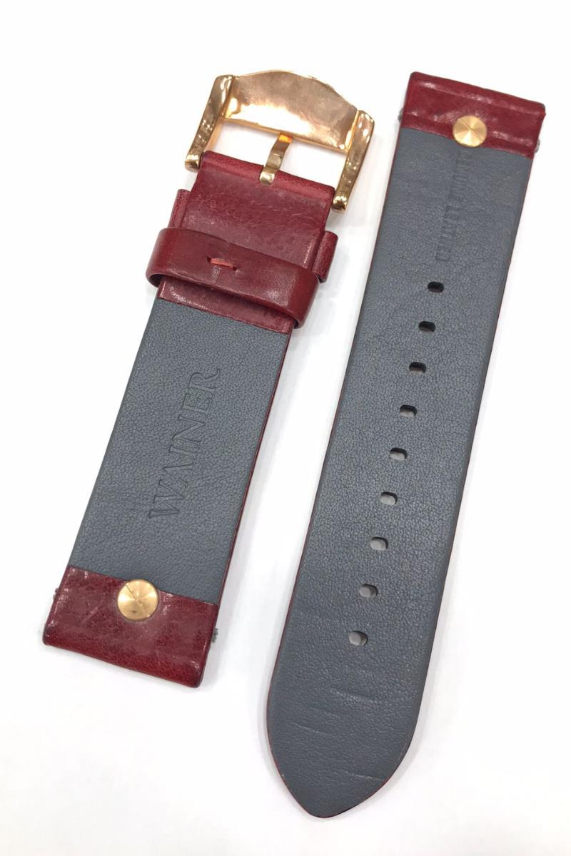 24 mm Bordo Wainer Orijinal Hakiki Deri Saat Kordonu