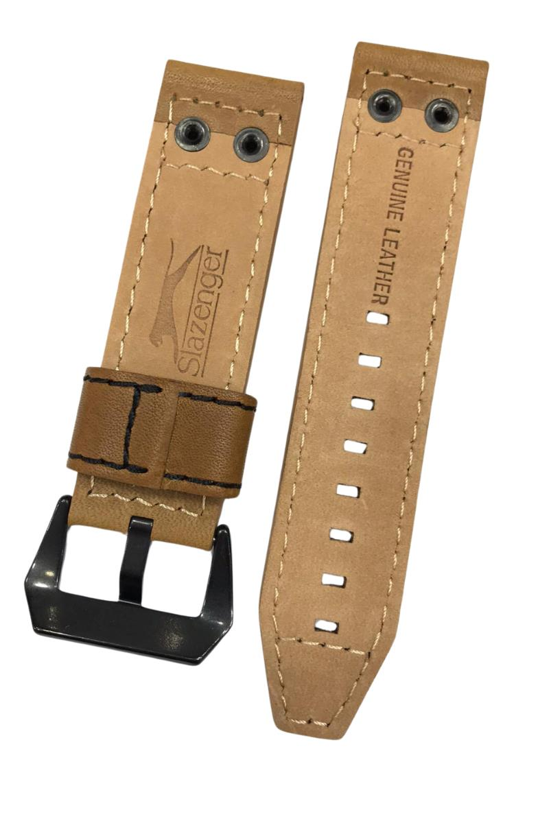24 mm Taba Renk Perçinli Slazenger Orijinal Hakiki Deri Saat Kordonu