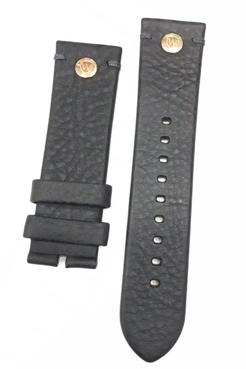 24 mm Siyah Wainer Orijinal Hakiki Deri Saat Kordonu