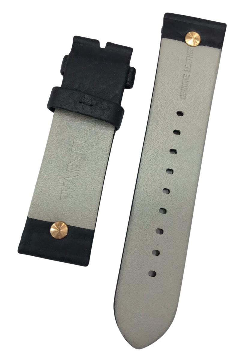 24 mm Siyah Wainer Orijinal Hakiki Deri Saat Kordonu